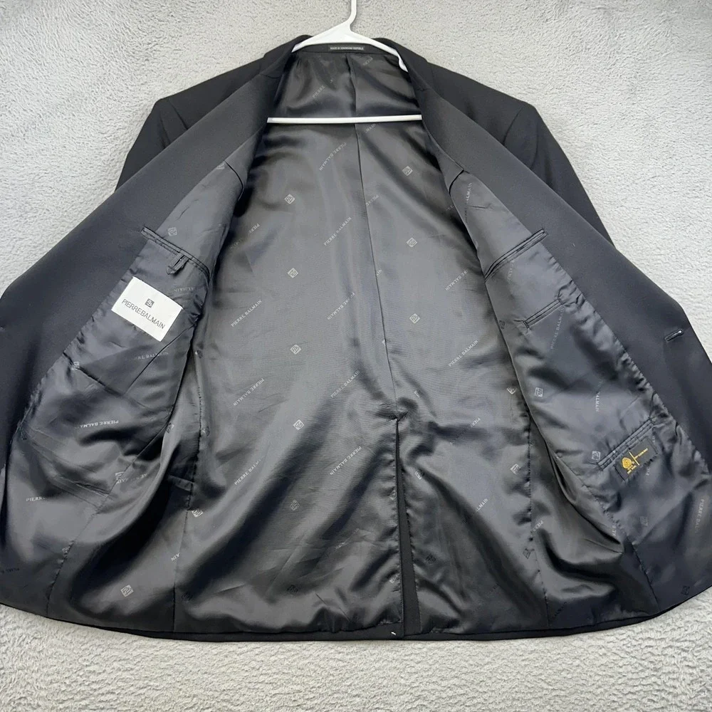 Pierre Balmain Blazer Mens 44 Black Wool Single Breasted Tuxedo Jacket Formal‎